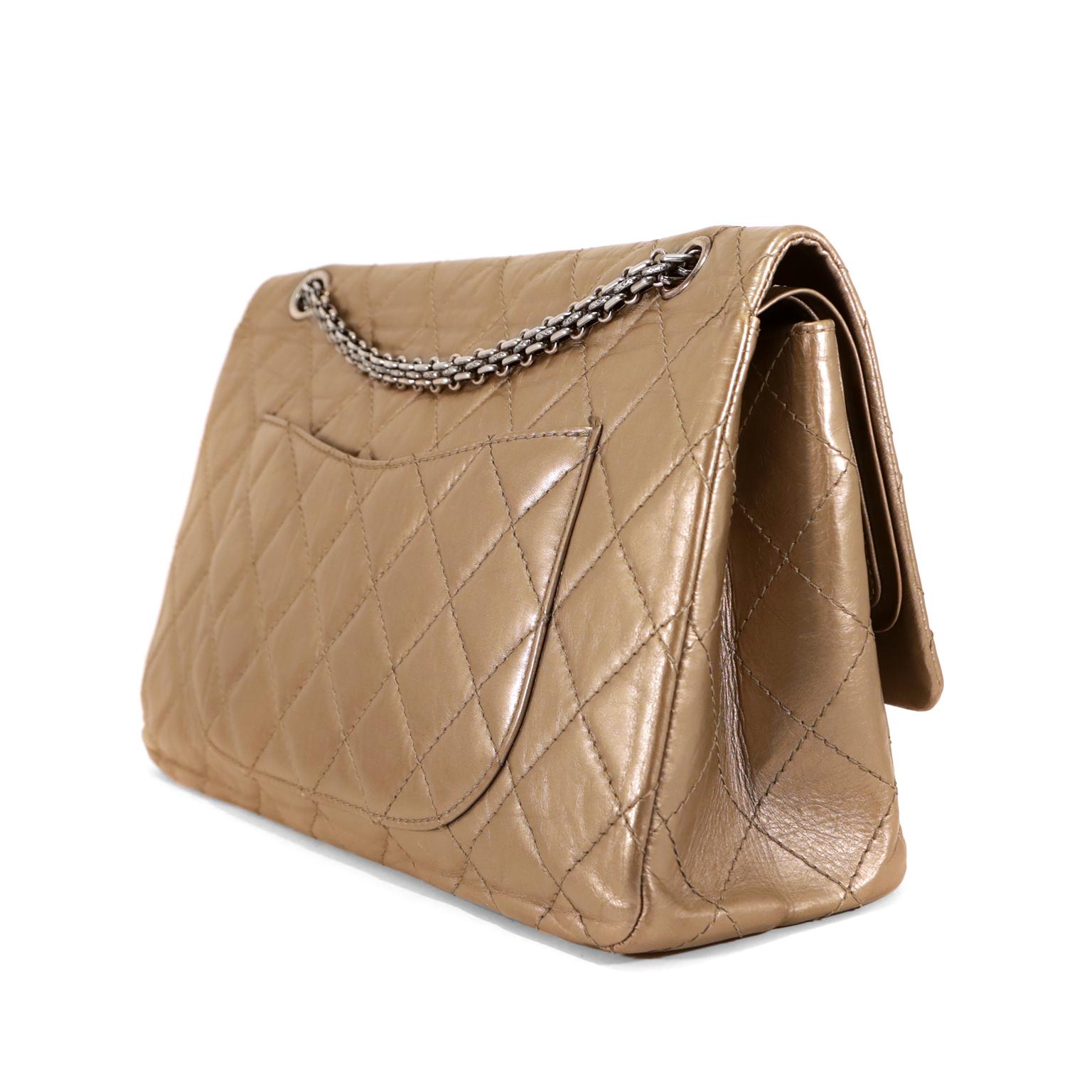 Chanel Gold Lambskin Reissue Flap Bag In Good Condition In Palm Beach, FL