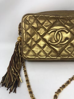 Chanel Gold Lambskin Tassel Crossbody Bag
