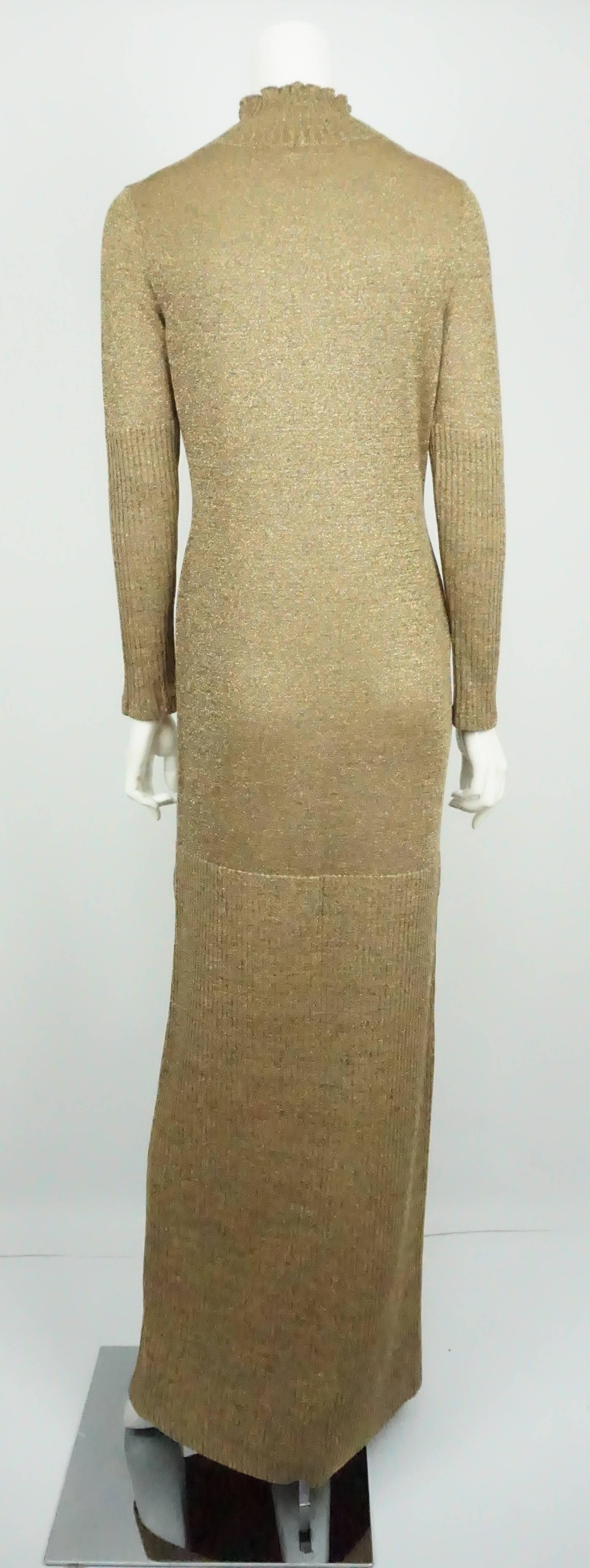gold lame maxi dress