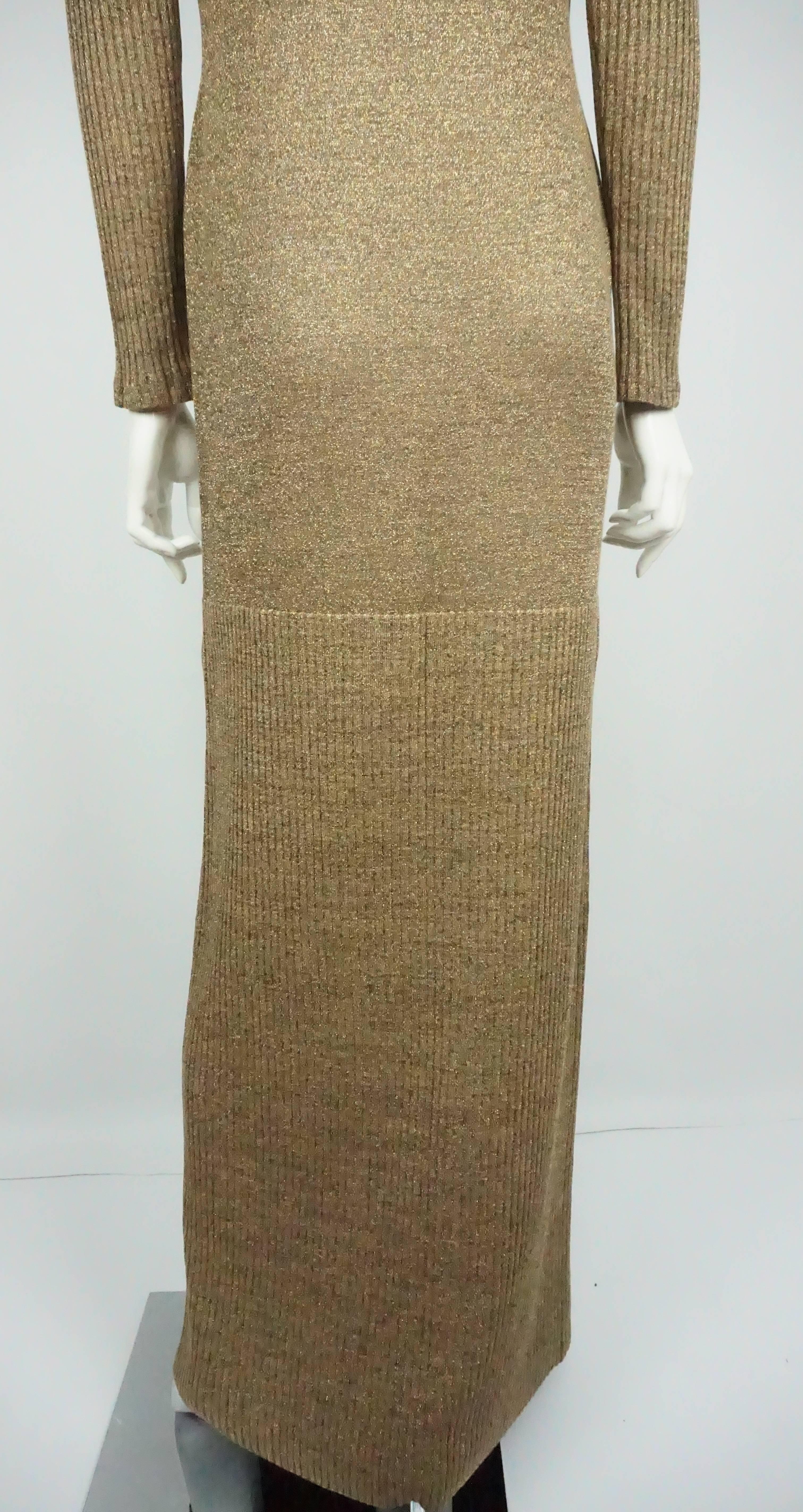 chanel gold lame dress
