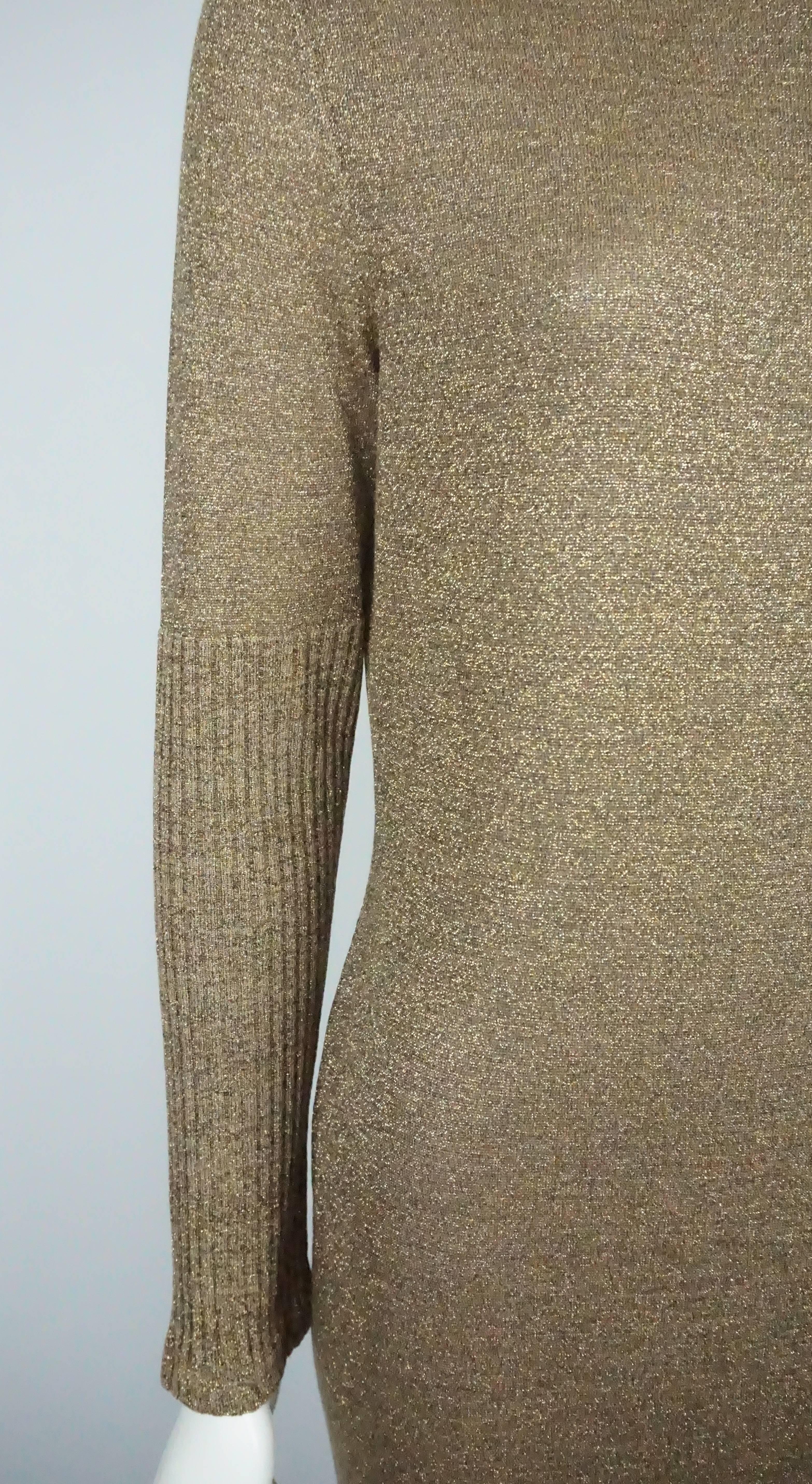 Chanel Gold Lame Knit Gown/Maxi Dress - 42 - 09A In Excellent Condition In West Palm Beach, FL