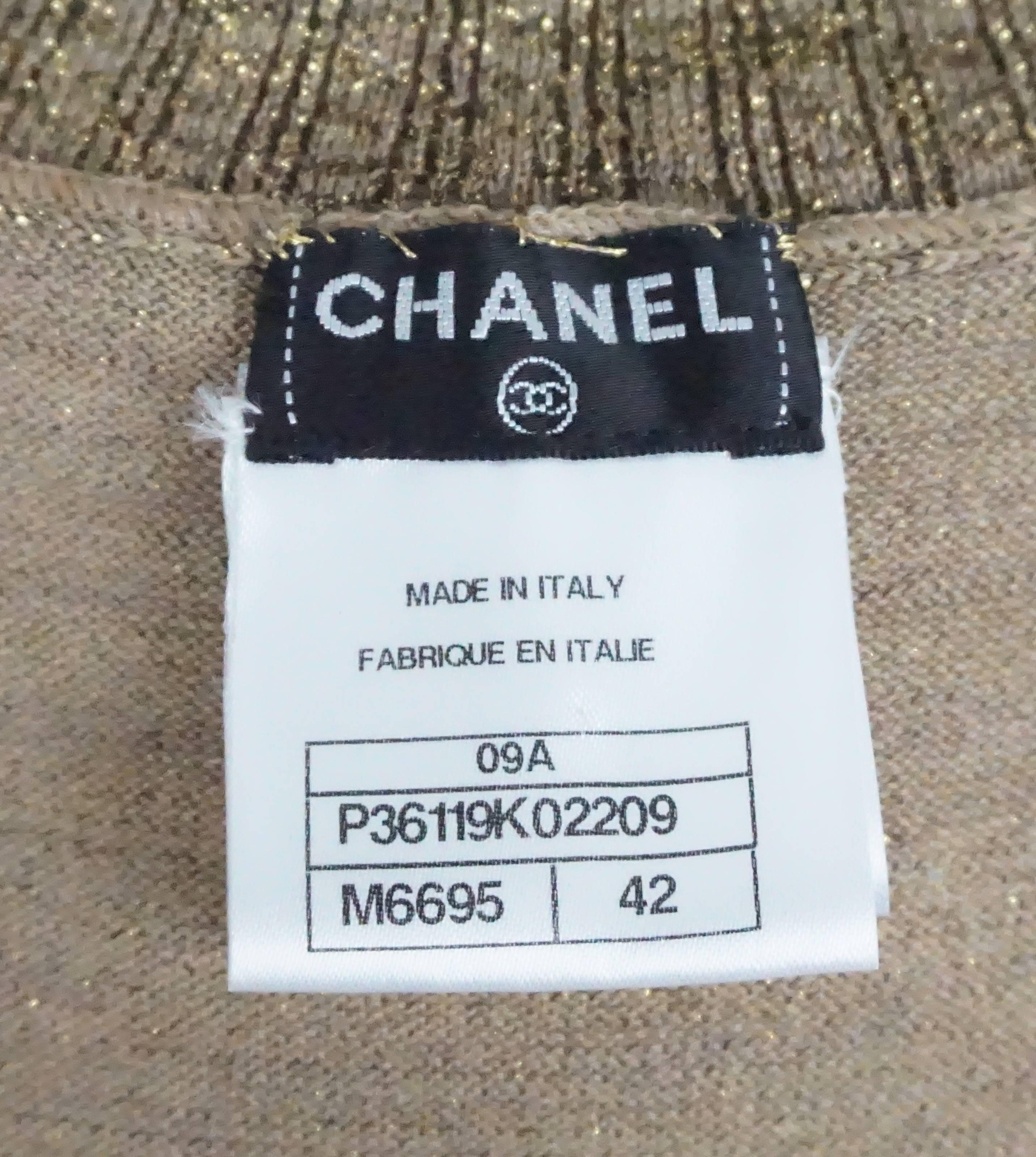 Women's Chanel Gold Lame Knit Gown/Maxi Dress - 42 - 09A