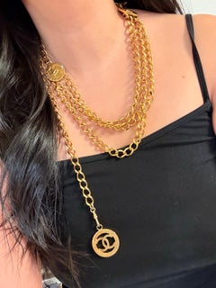 Chanel Gold Layered Chain Belt with Interlocking CC Circle Pendants