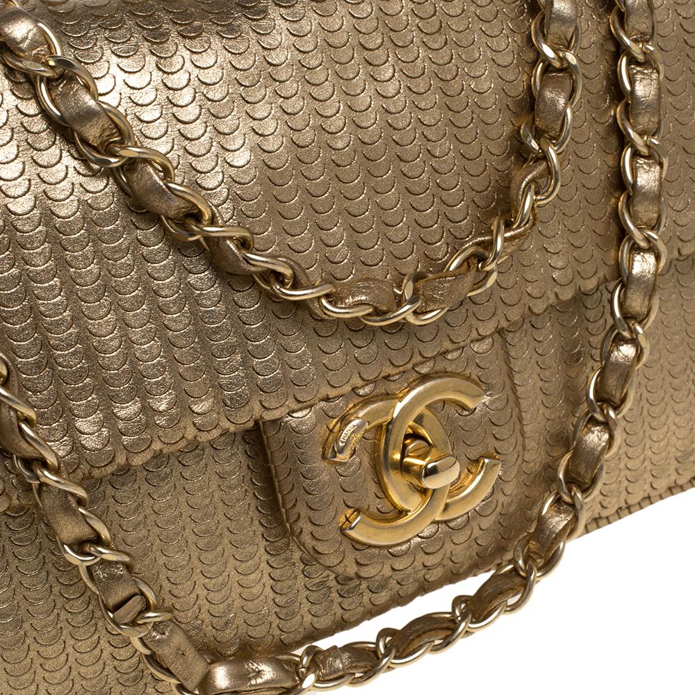 Chanel Gold Leather 31 Rue Cambon Medium Classic Single Flap Bag In Good Condition In Dubai, Al Qouz 2