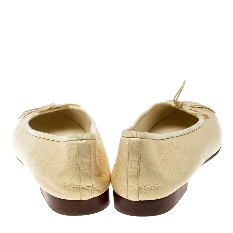 gold chanel ballet flats