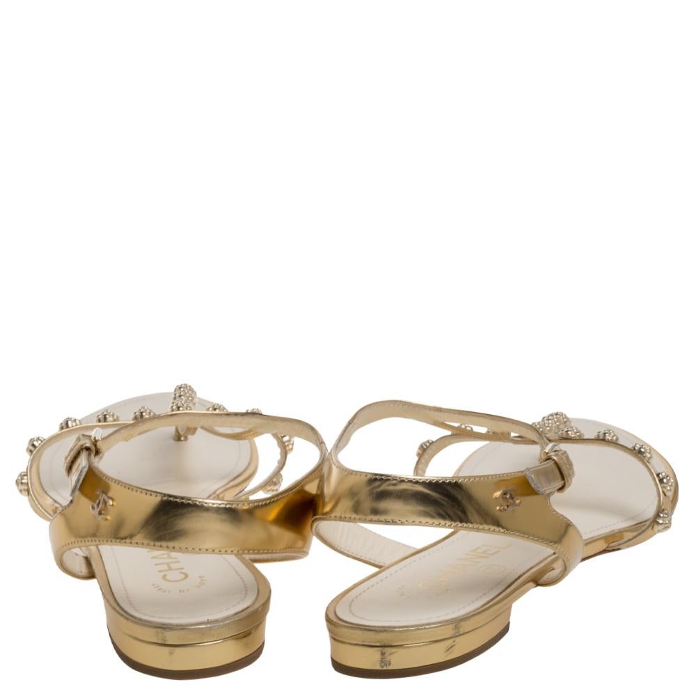 chanel gold thong sandals