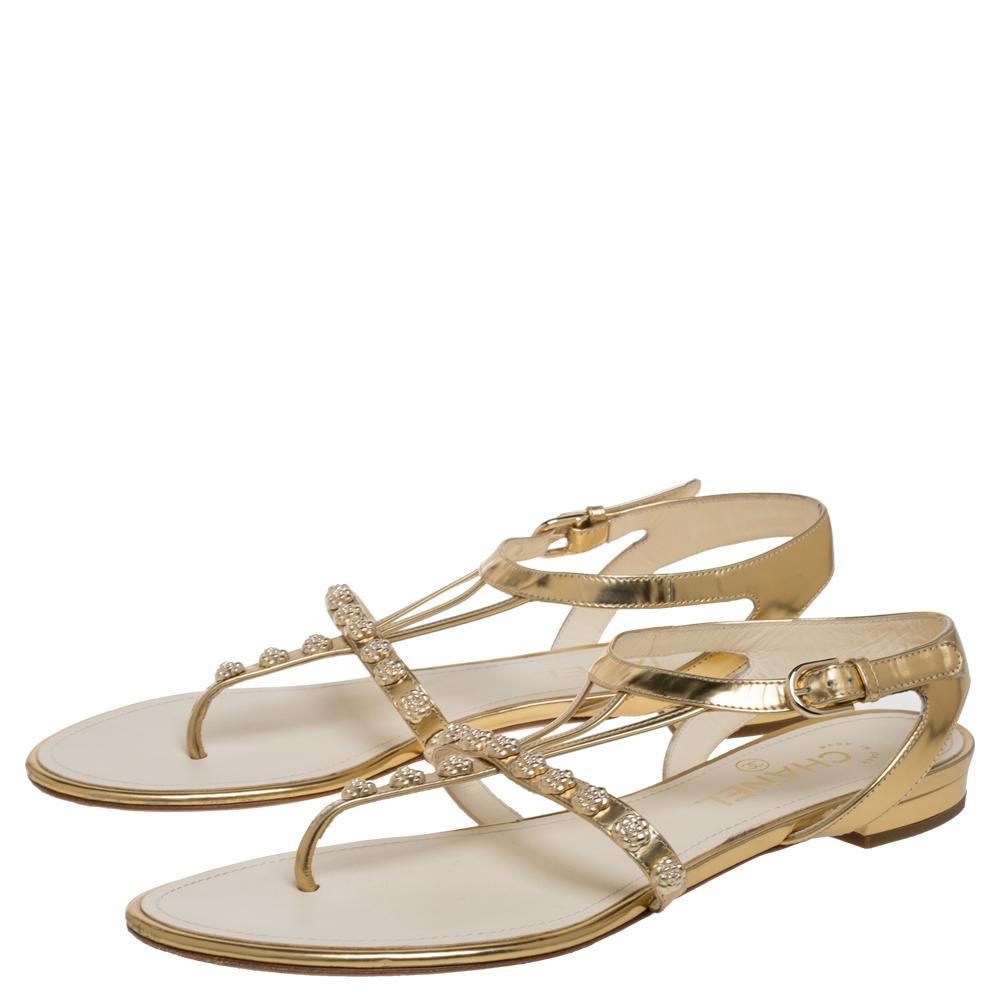 gold chanel sandals