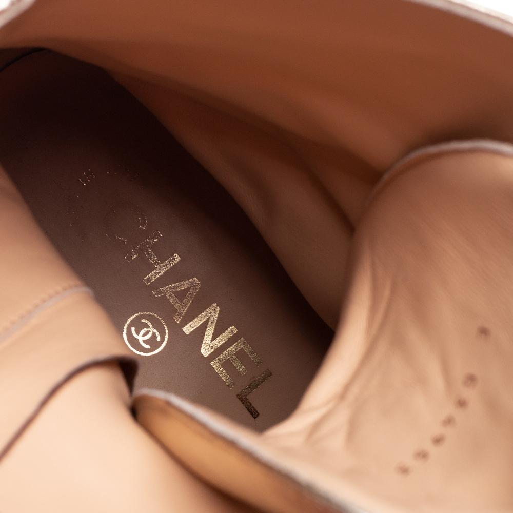 Chanel Gold Leder CC Schnürstiefel Größe 41 2