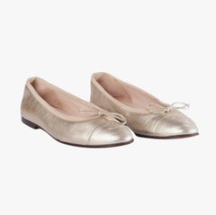 Chanel Gold Leather CC Logo Ballet Flats - '00s