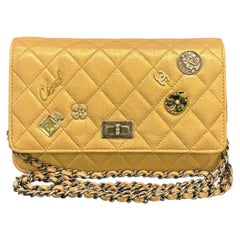 Chanel Gold Leather Charms Reissue Wallet on Chain