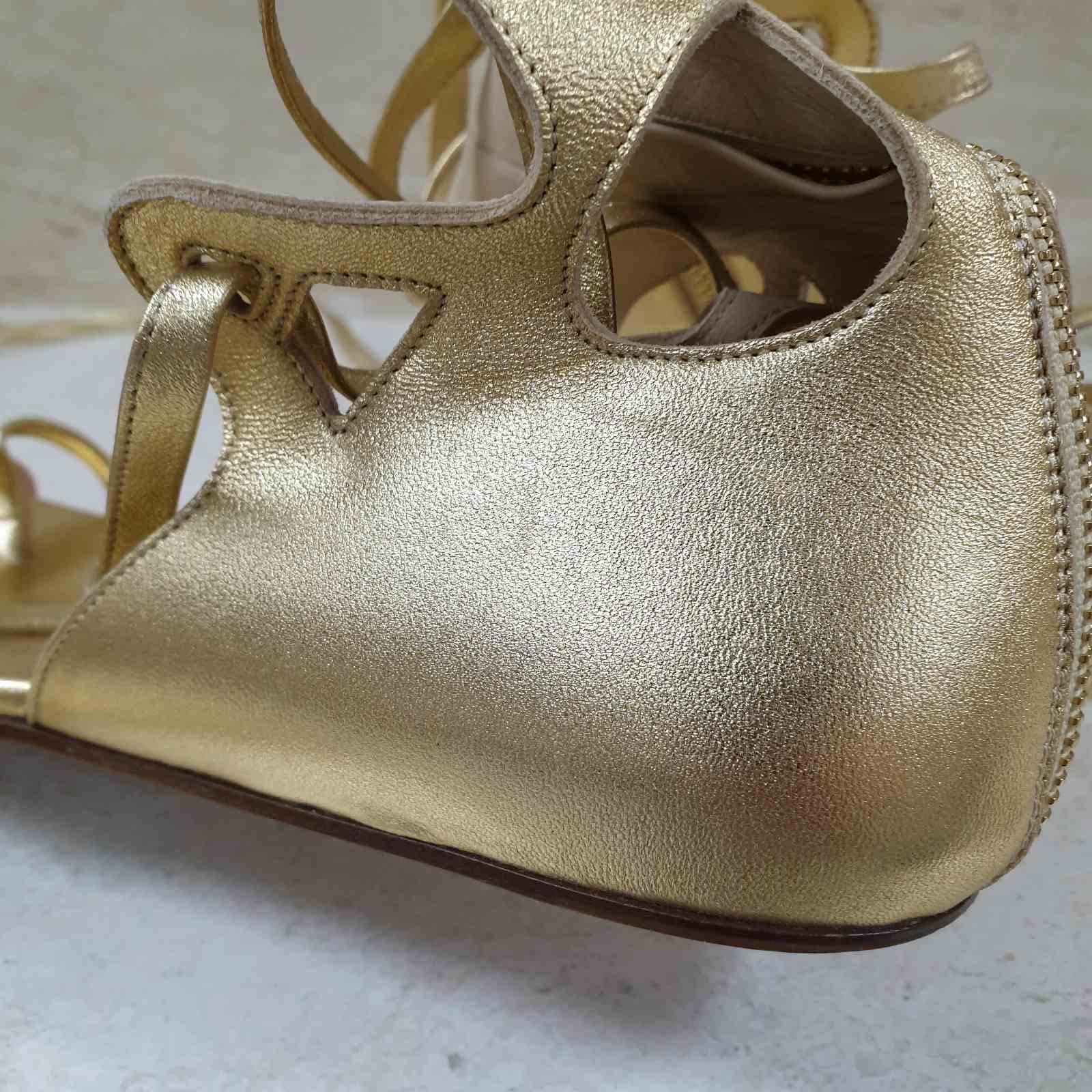 Chanel Gold Leather Gladiator Sandals For Sale 5