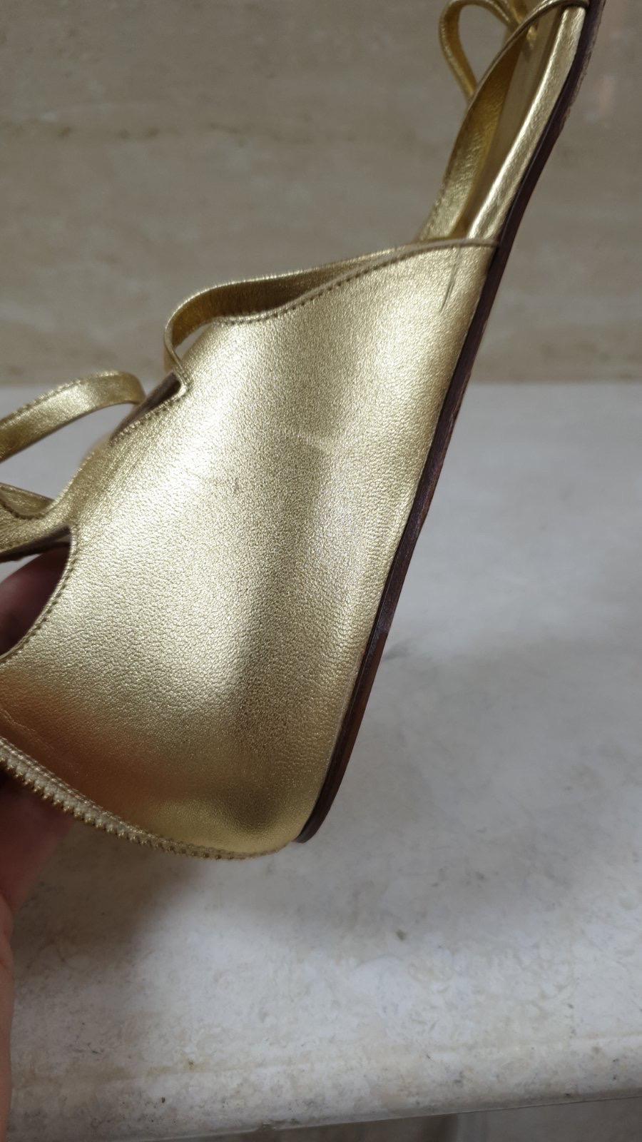 Chanel Gold Leather Gladiator Sandals For Sale 6