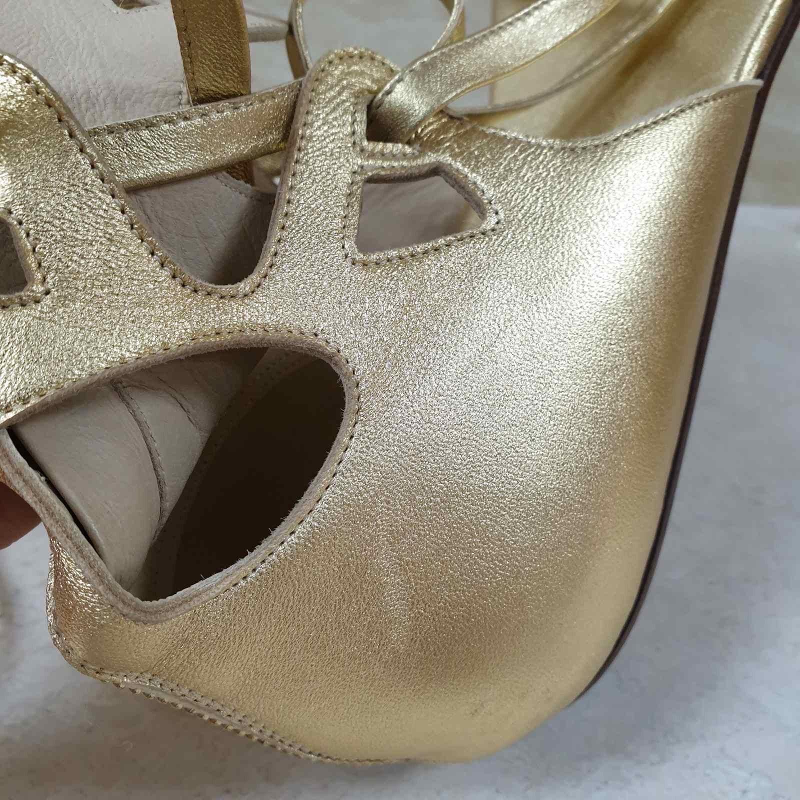Chanel Gold Leather Gladiator Sandals For Sale 8