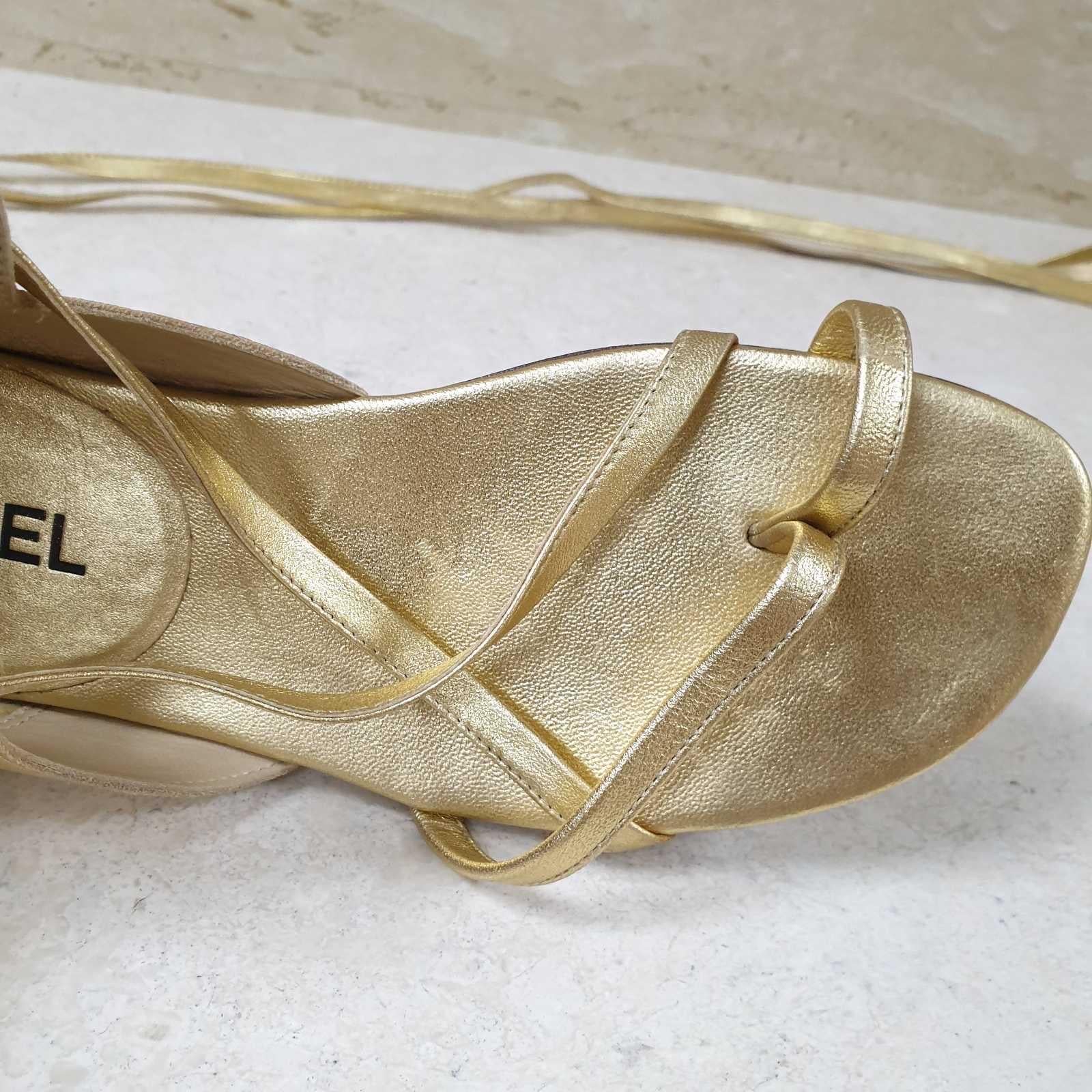 Chanel Gold Leather Gladiator Sandals For Sale 9