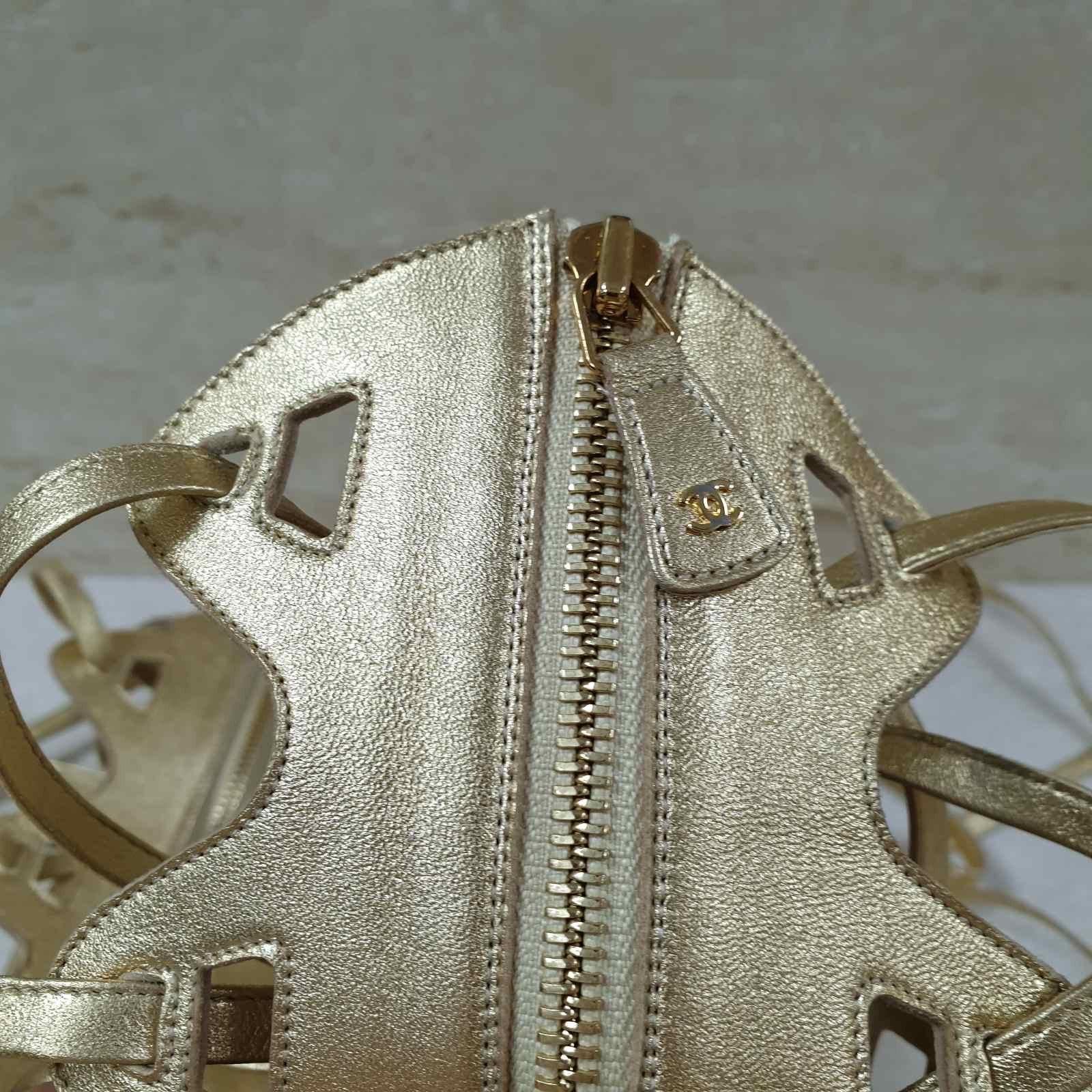 Brown Chanel Gold Leather Gladiator Sandals For Sale