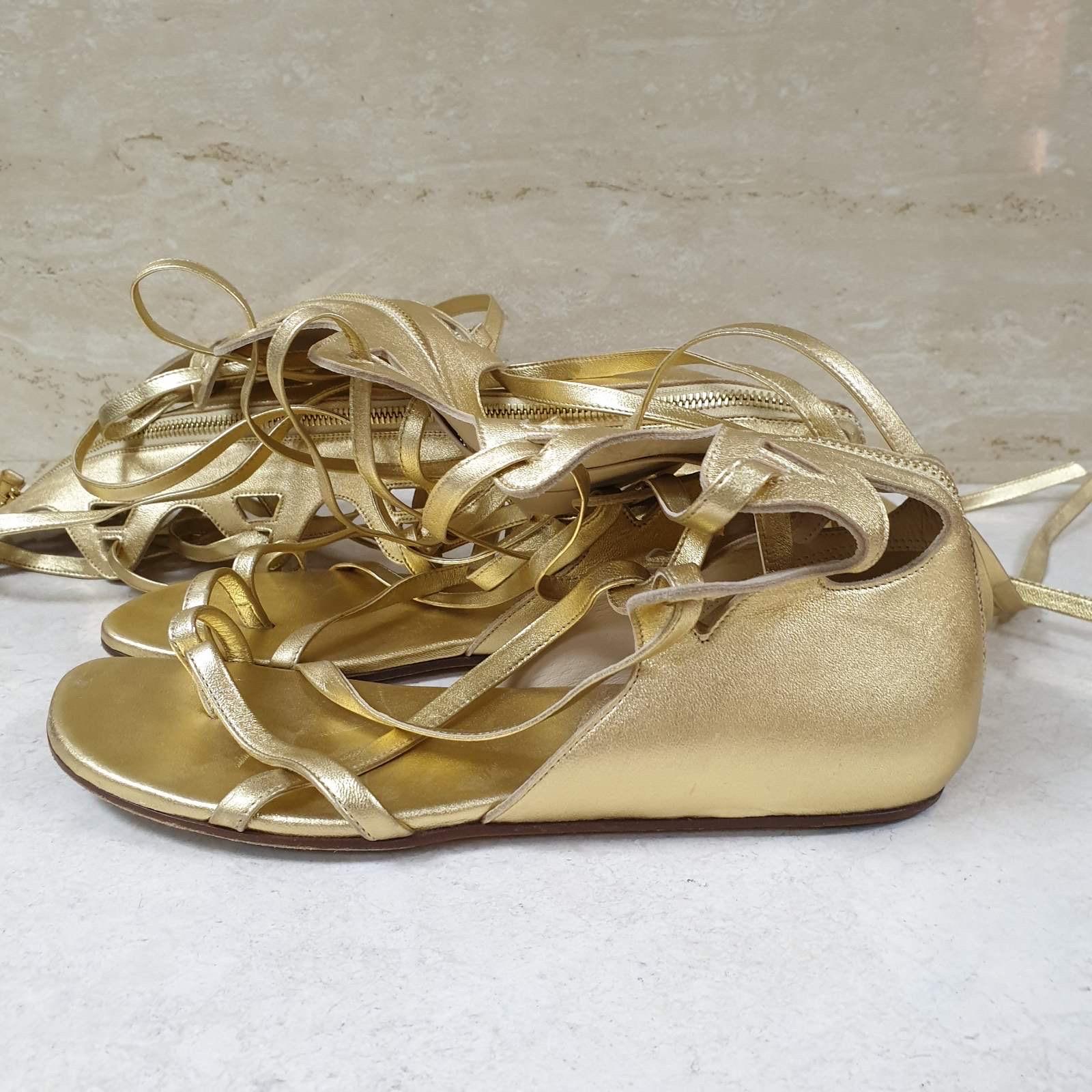 Women's Chanel Gold Leather Gladiator Sandals For Sale