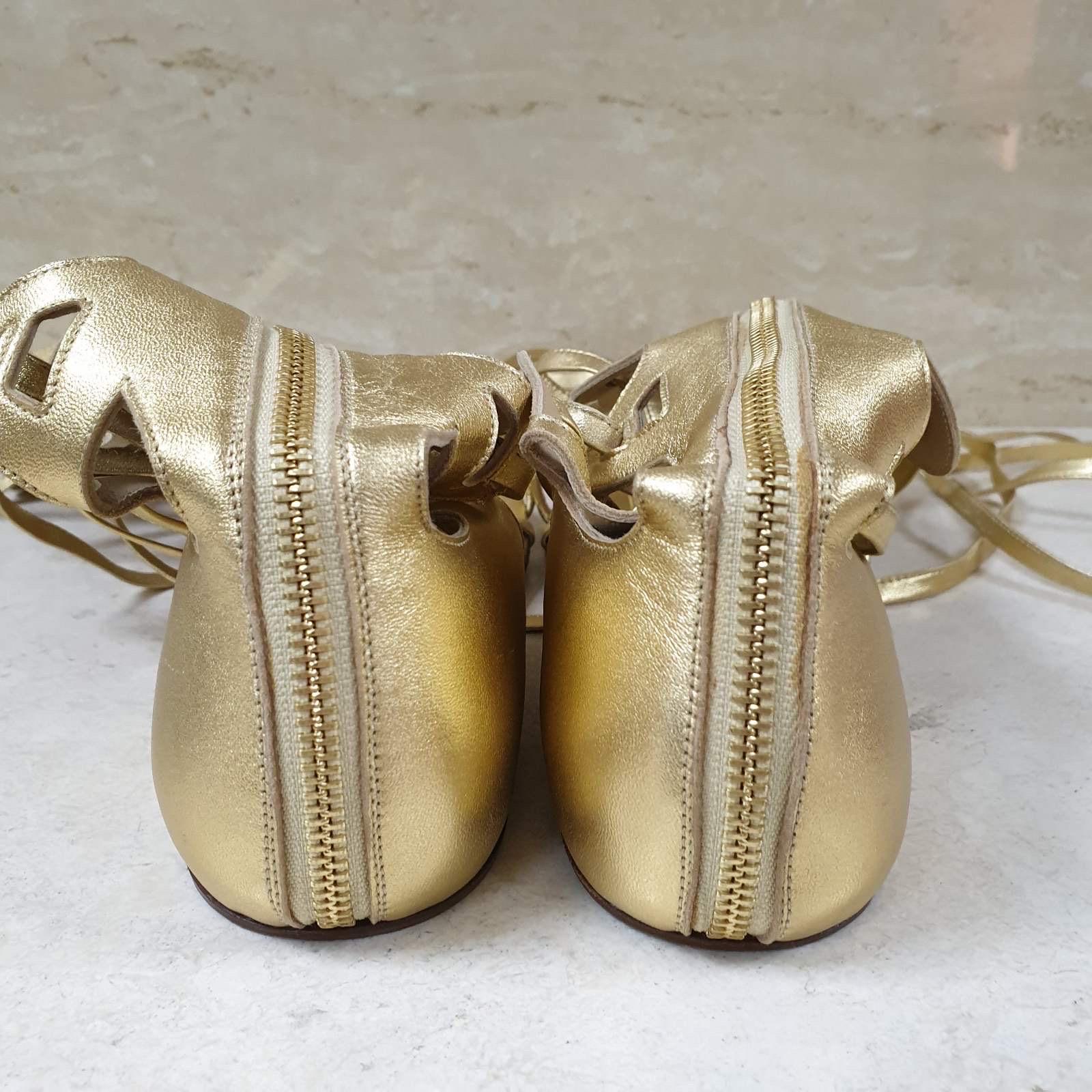 Chanel Gold Leather Gladiator Sandals For Sale 1