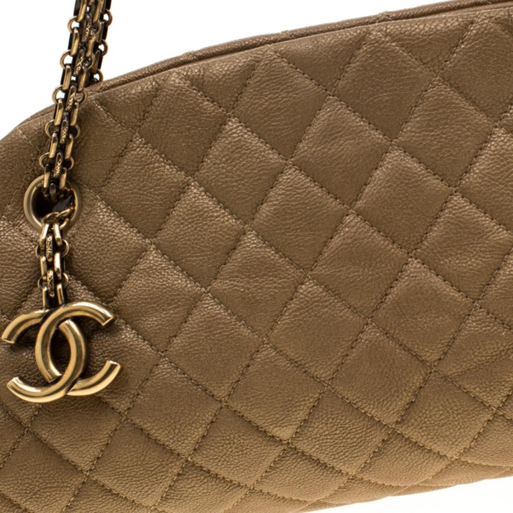 Chanel Gold Leather Just Mademoiselle Bowling Bag 4