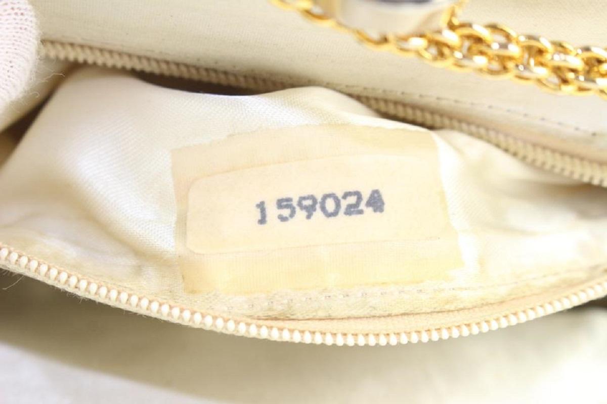 Chanel Gold Leder Kisslock Pouch Umhängetasche mit Kette 855cas49 im Zustand „Gut“ im Angebot in Dix hills, NY