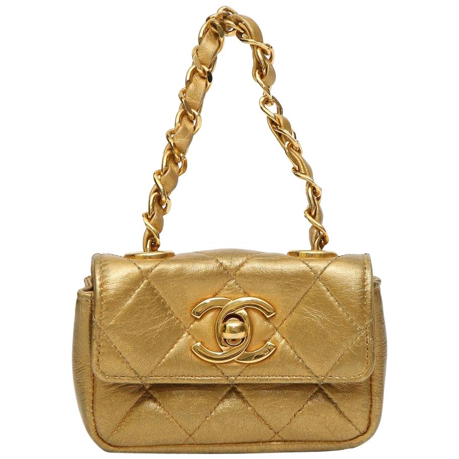 Chanel gold leather minaudièr handbag
