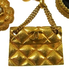 Chanel Gold Leather Multi Charm No 5 Bag Clover Evening Chain Bracelet