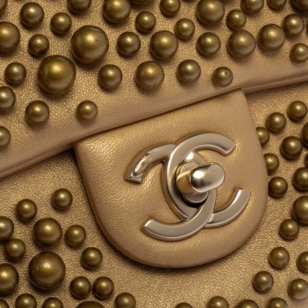 Chanel Gold Leather Pearl Wallet on Chain 6