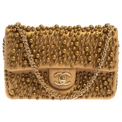 Chanel Gold Leather Pearl Wallet on Chain