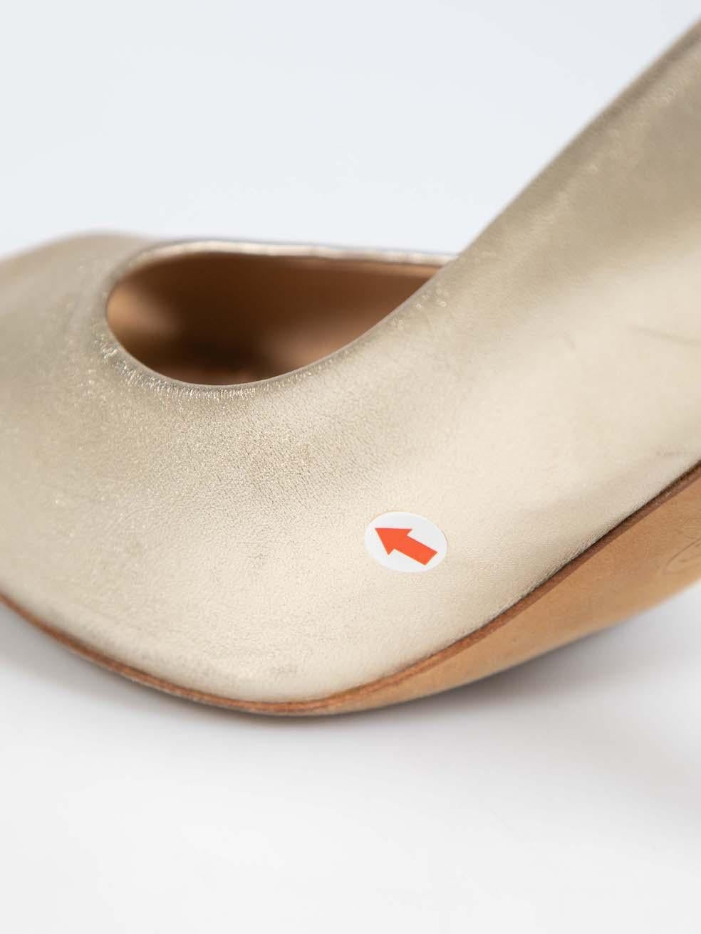 Chanel Gold Leather Peep-Toe Heels Size IT 39.5 4