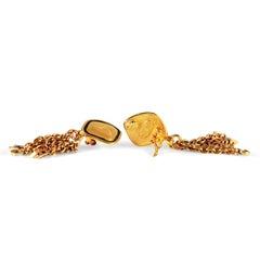 Chanel Gold Letter Fringe Earrings