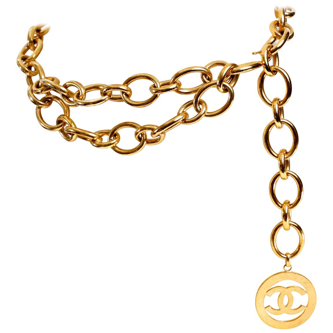 Chanel Gold Link Chain Belt with CC Charm