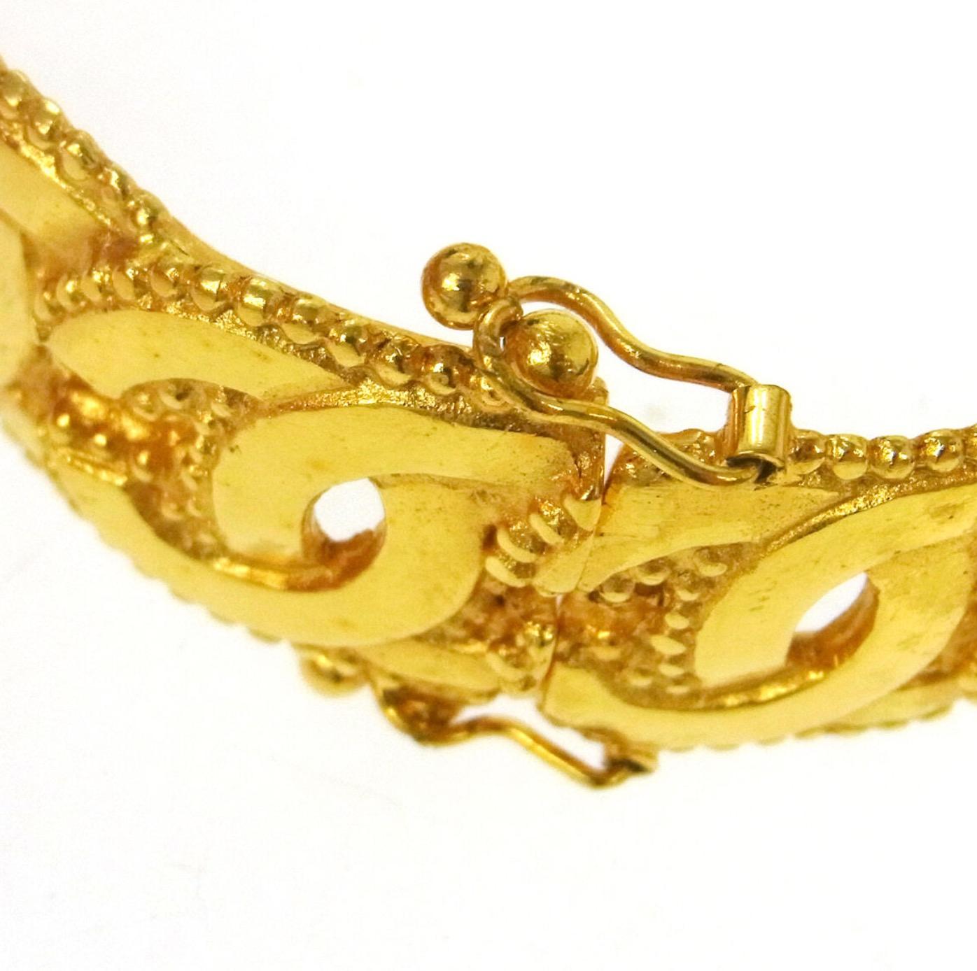 Women's Chanel Gold Link Interlocked CC Charm Evening Cuff Bracelet 