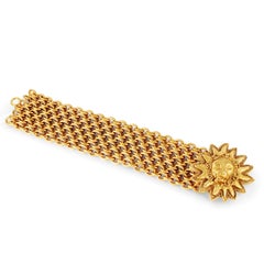 Chanel Gold Lion on Sun Chain Mail Bracelet