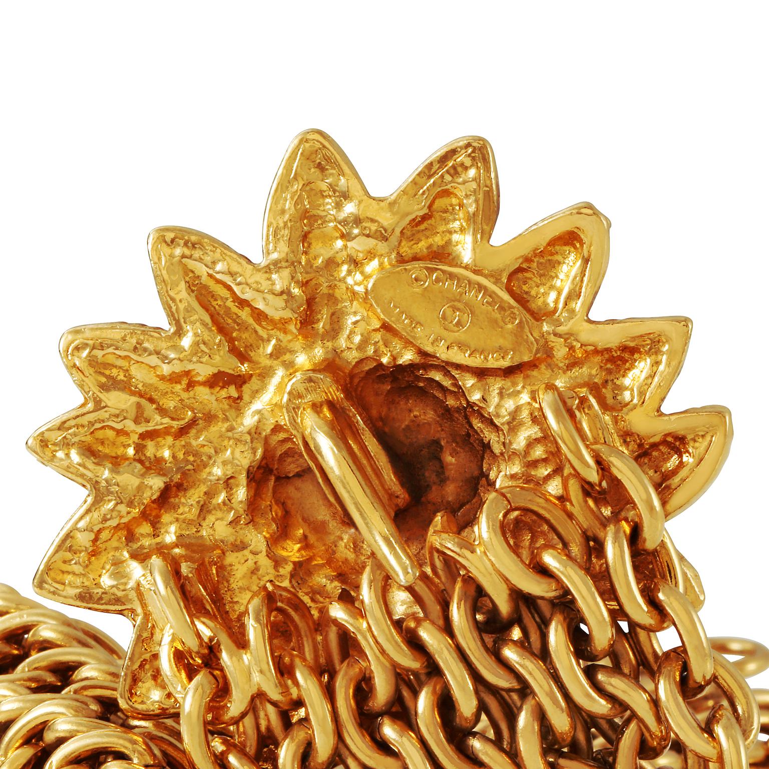 Chanel Gold Lion on Sun Chain Mail Bracelet 1
