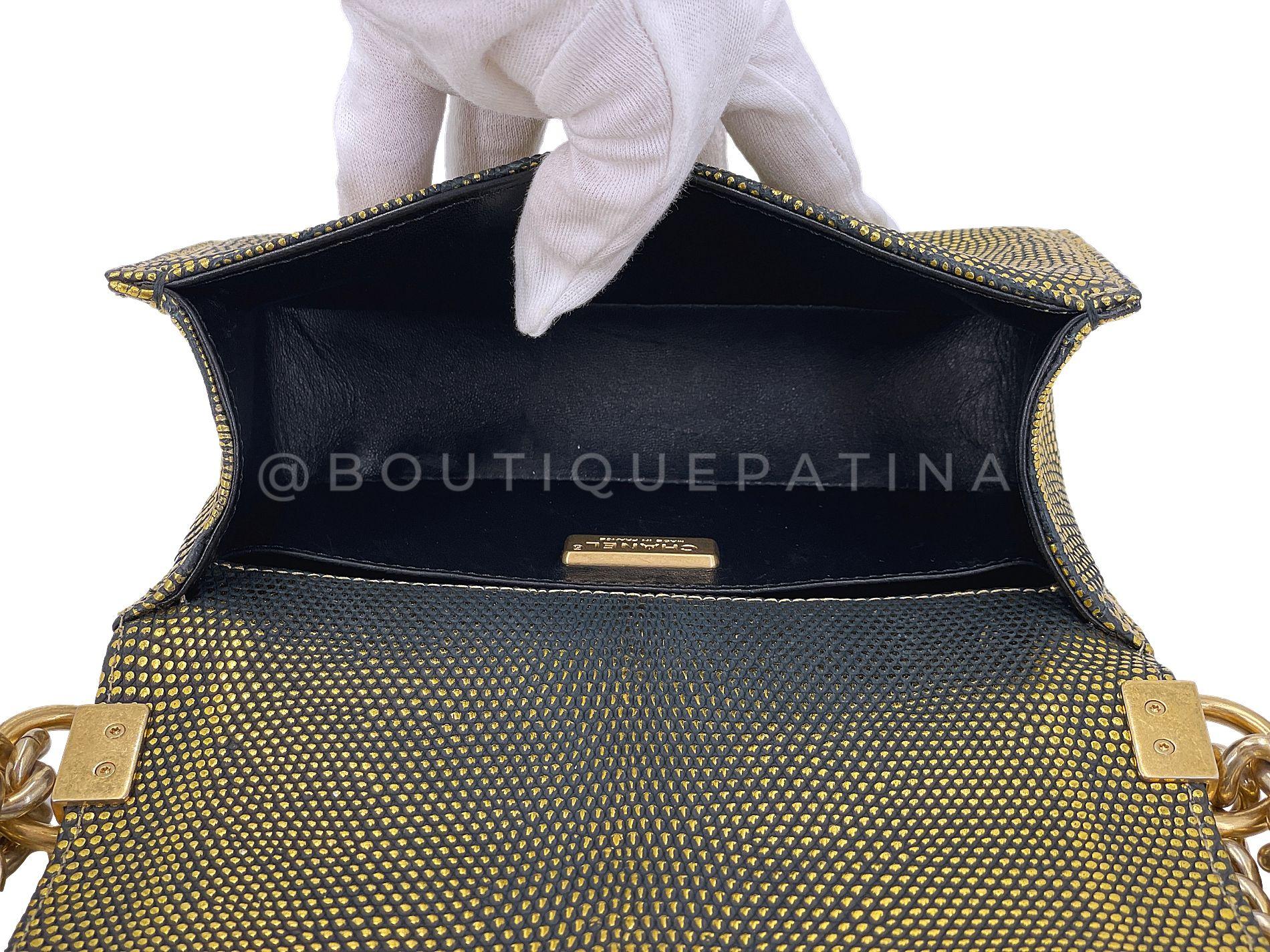Chanel Gold Lizard Small Boy Flap Bag GHW 67969 For Sale 8