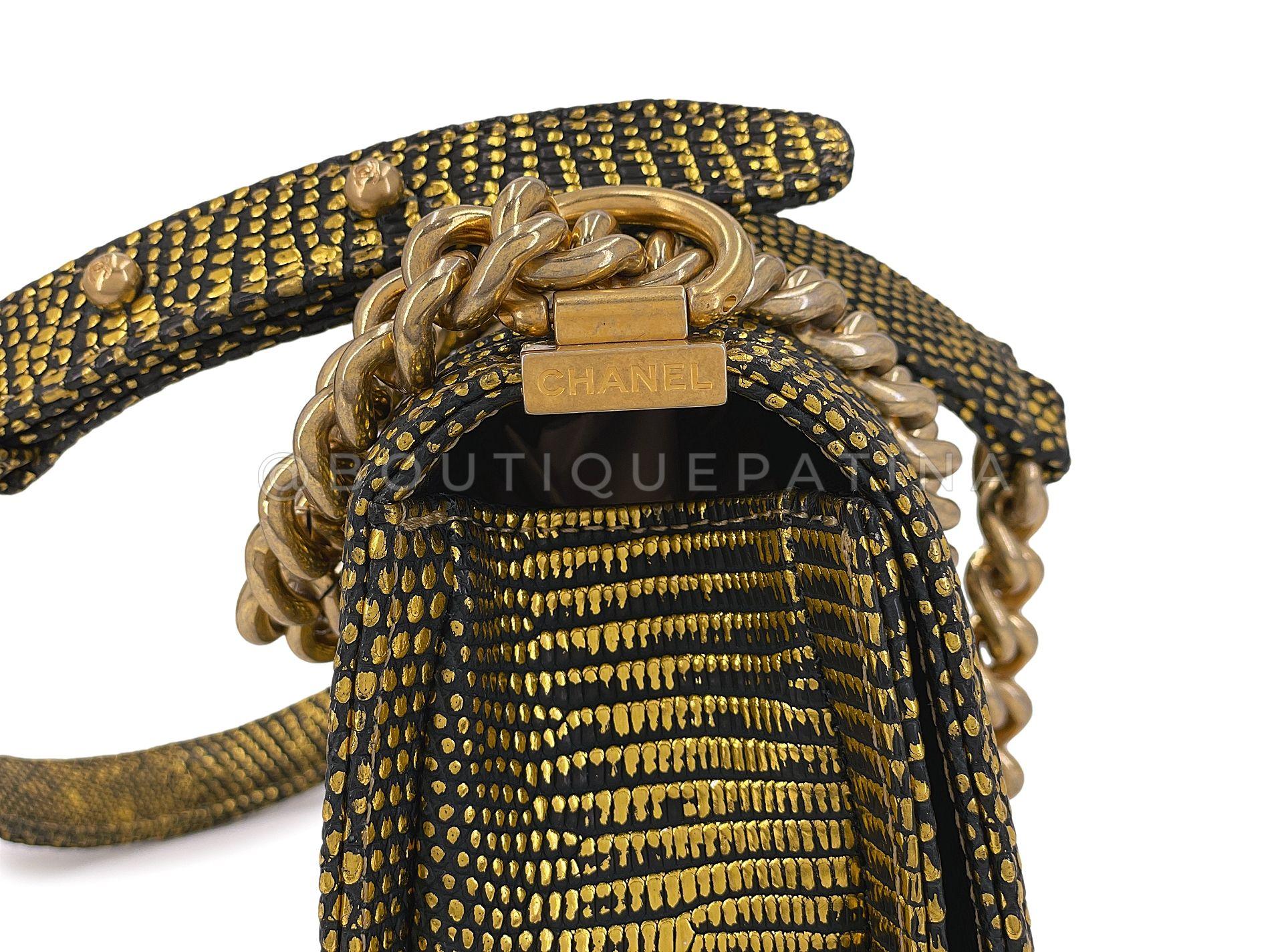 Chanel Gold Lizard Small Boy Flap Bag GHW 67969 For Sale 1