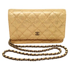 Chanel Gold Lizard WOC Wallet on a Chain Classic Flap