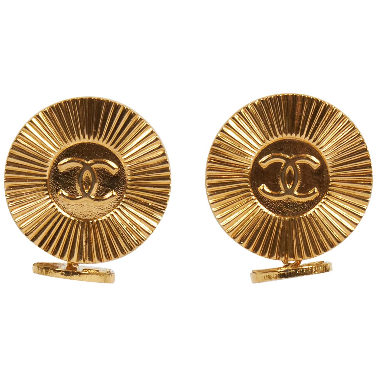 Chanel Gold Logo 80s Cufflinks