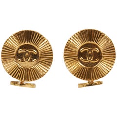 Vintage Chanel Gold Logo 80s Cufflinks
