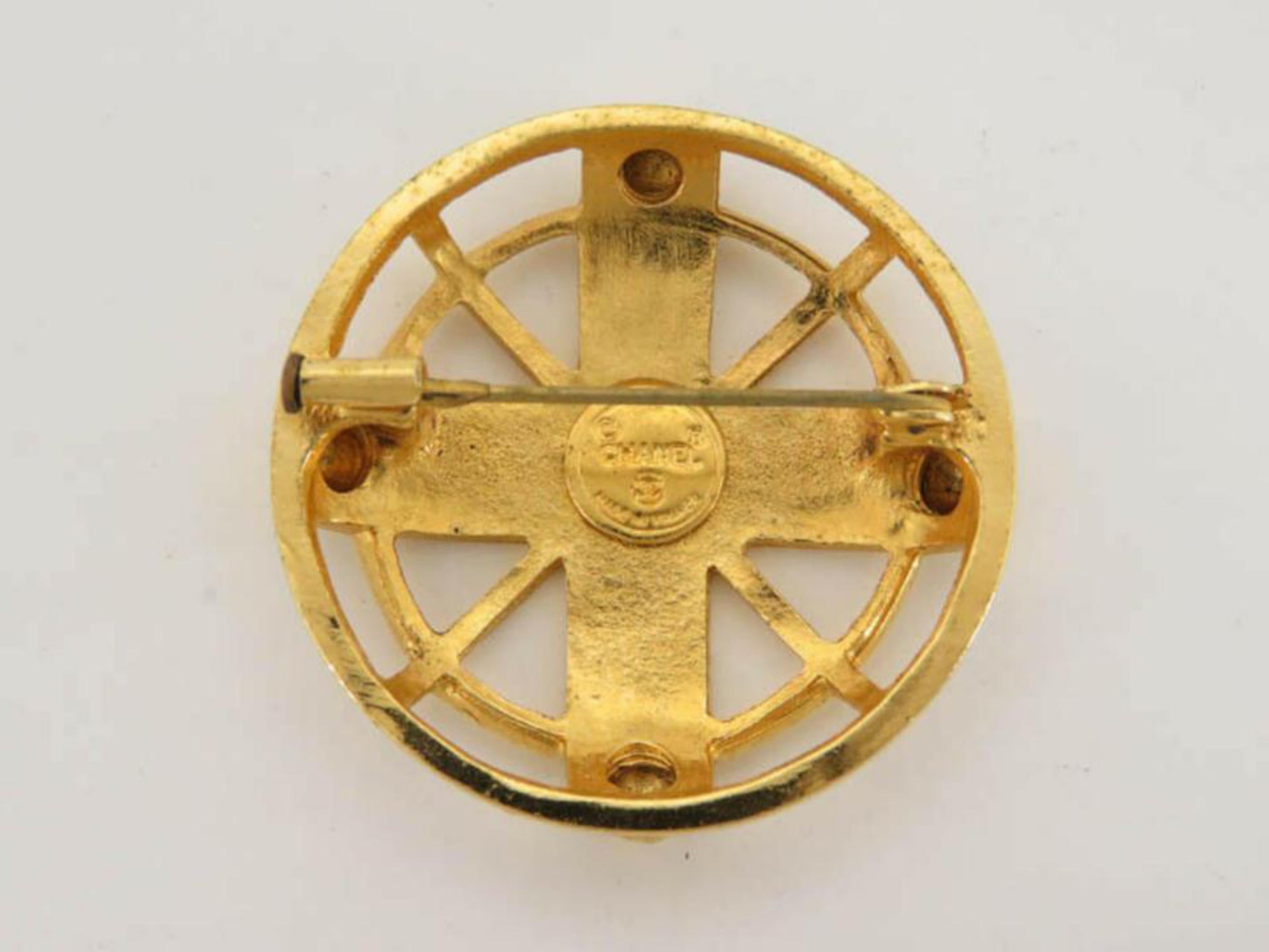 Chanel Gold Logo Cross Pendant Brooch Pin 870085 For Sale 1