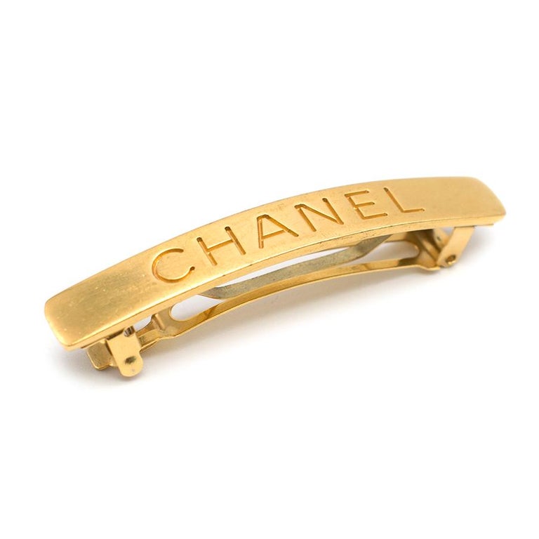 Chanel Gold Logo Hair Clip at 1stDibs