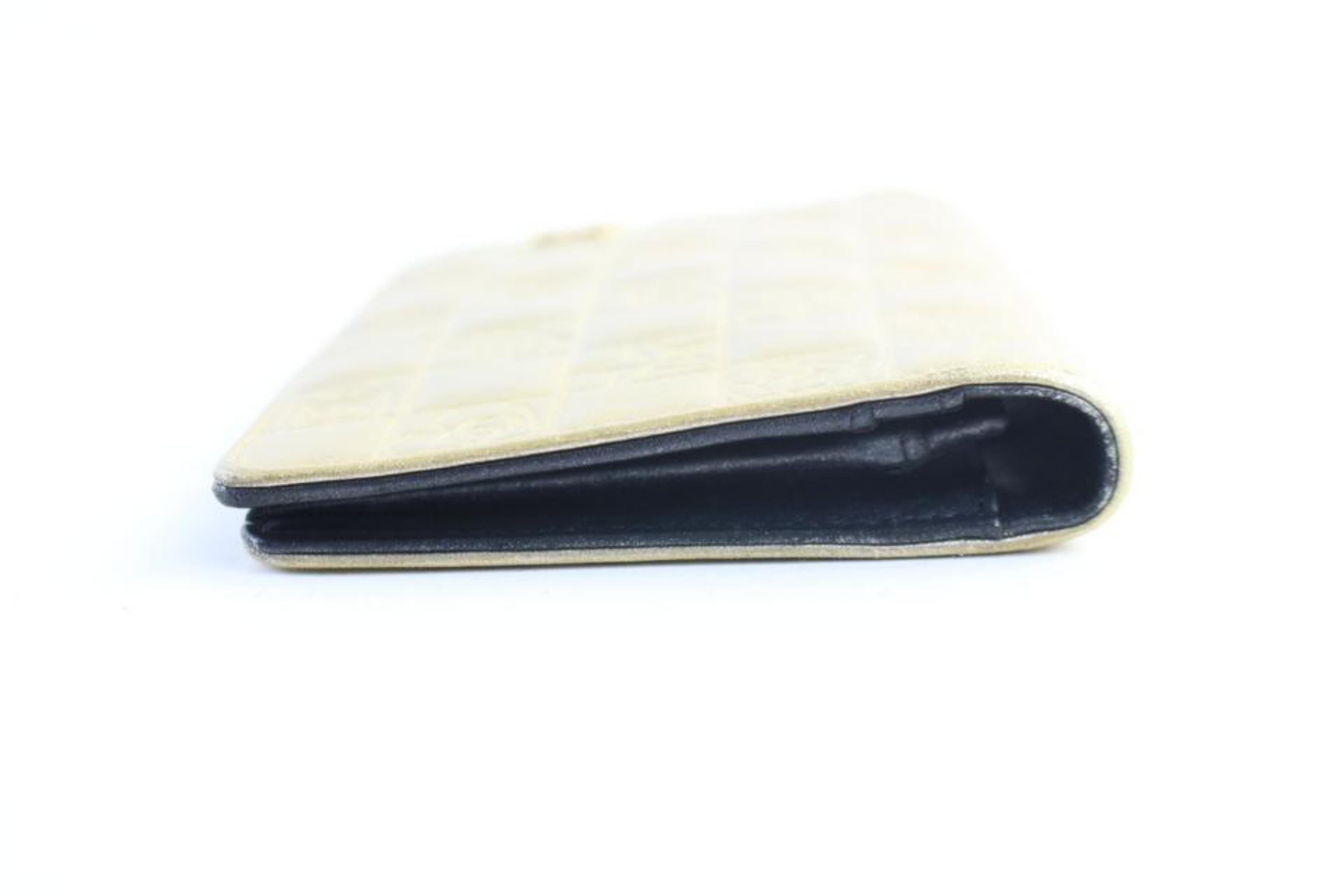 Chanel Gold Long Embossed Chocolate Bar Quilted 226339r Wallet For Sale 7