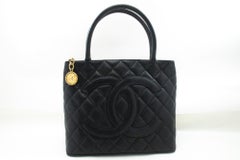 CHANEL Gold Medallion Caviar Shoulder Bag Grand Shopping Tote Bk