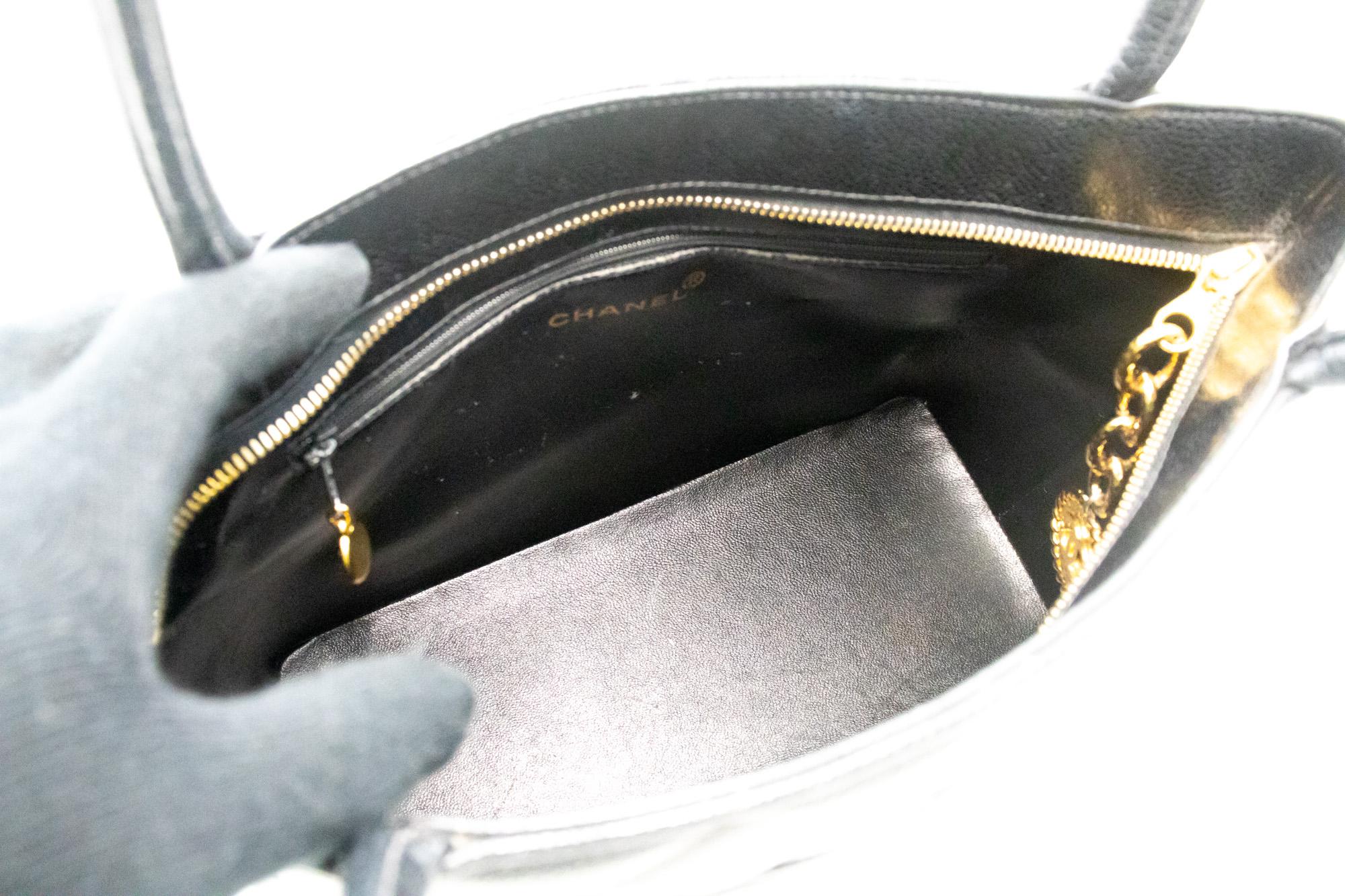 CHANEL Gold Medallion Caviar Shoulder Bag Grand Shopping Tote For Sale 6