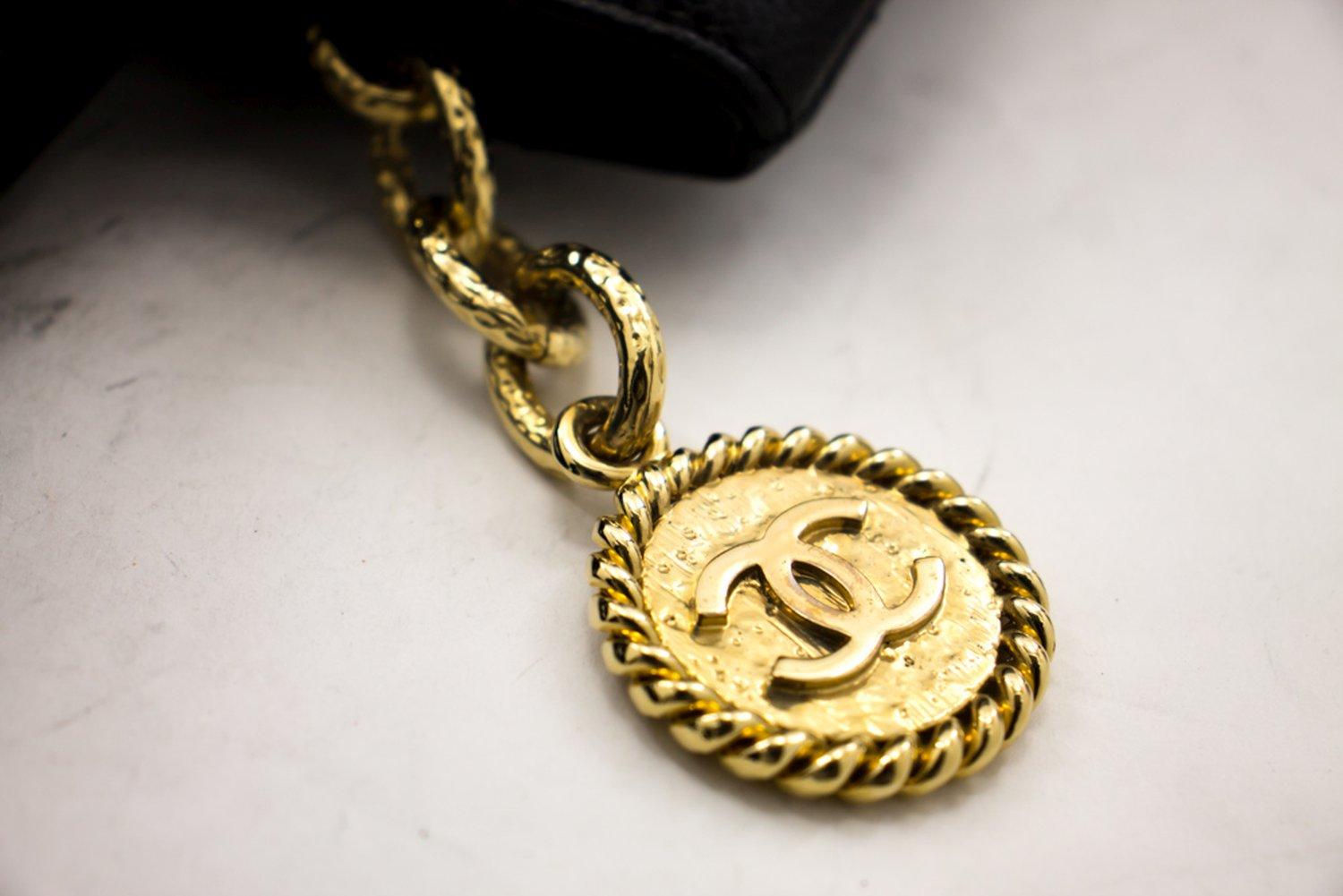 CHANEL Gold Medallion Caviar Shoulder Bag Grand Shopping Tote 4