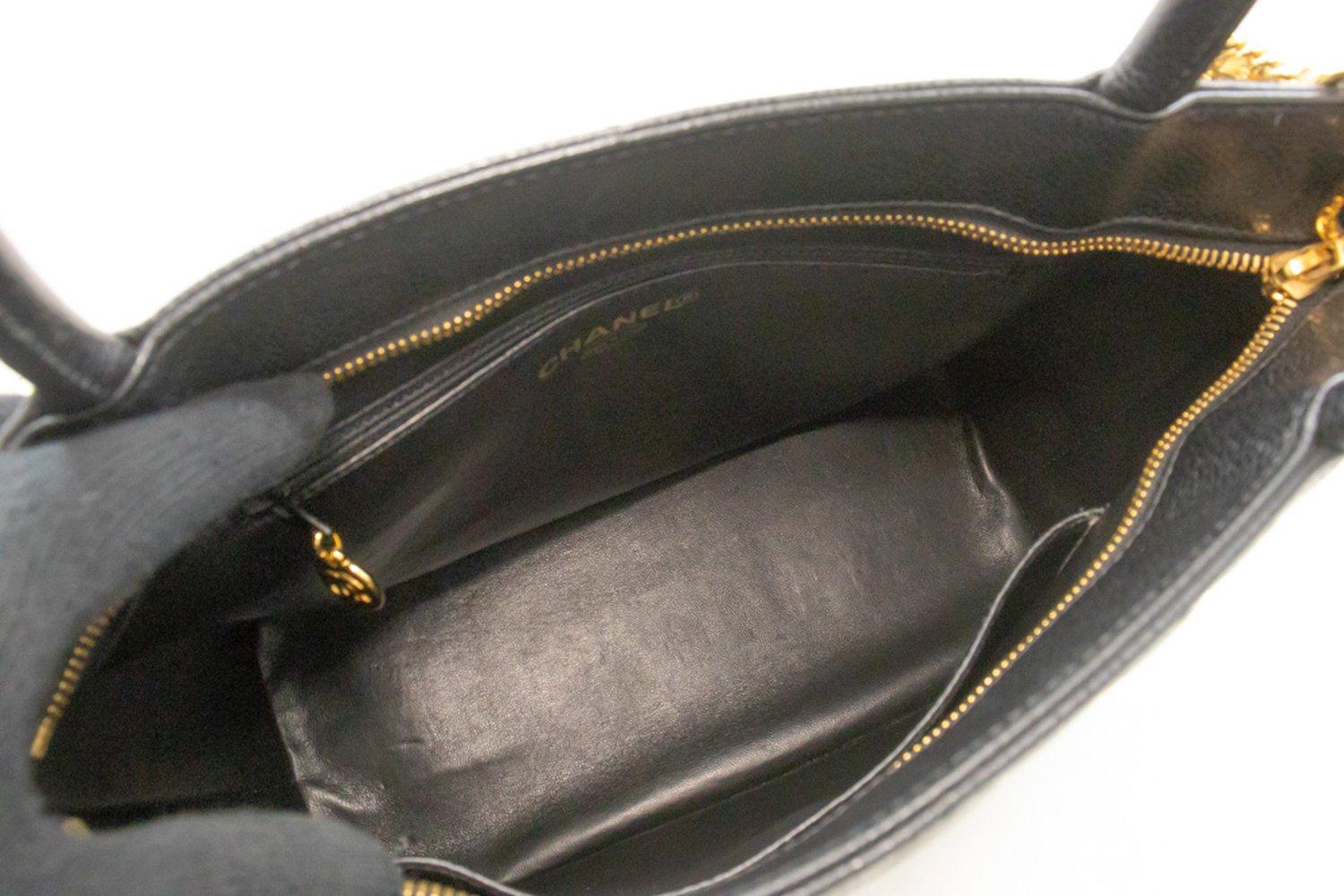 CHANEL Gold Medallion Caviar Shoulder Bag Grand Shopping Tote For Sale 9