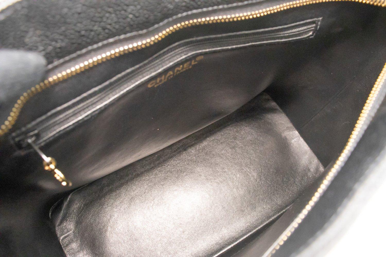 CHANEL Gold Medallion Caviar Shoulder Bag Grand Shopping Tote For Sale 11