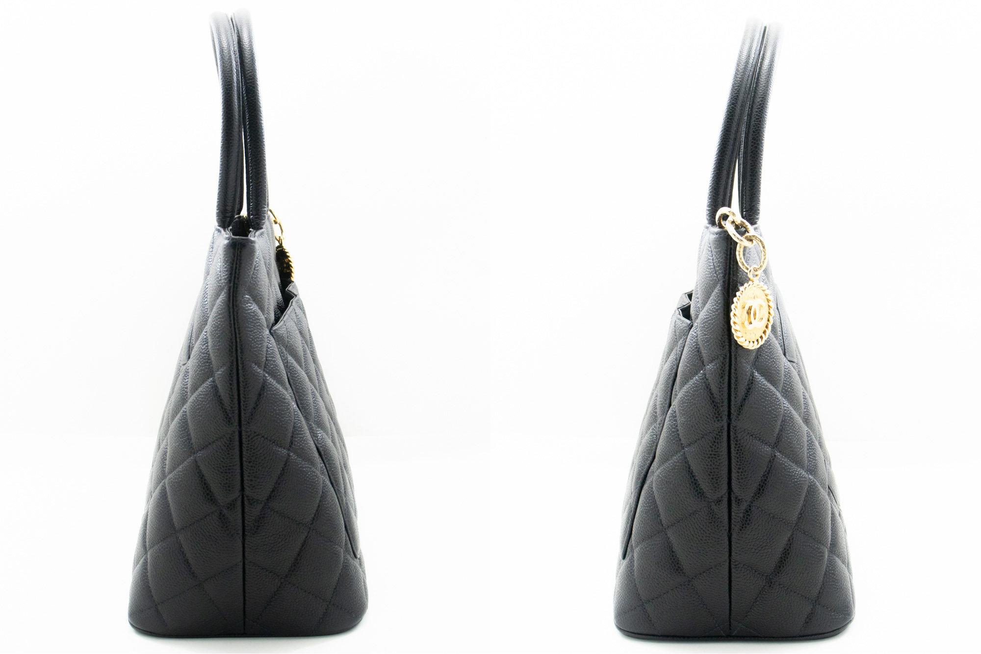 CHANEL Gold Medallion Caviar Shoulder Bag Grand Shopping Tote For Sale 1