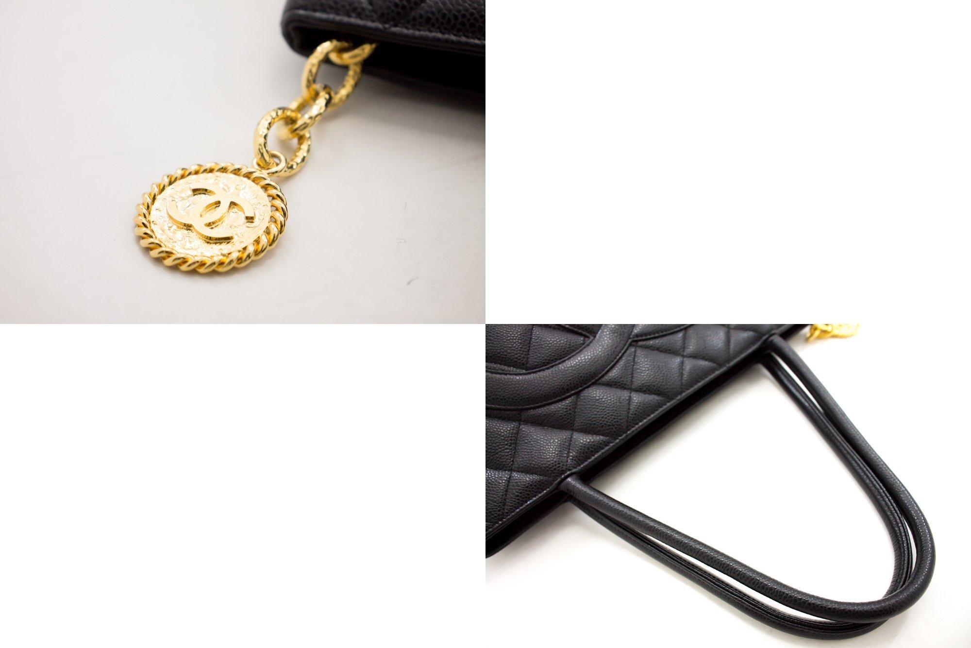 CHANEL Gold Medallion Caviar Shoulder Bag Grand Shopping Tote 2