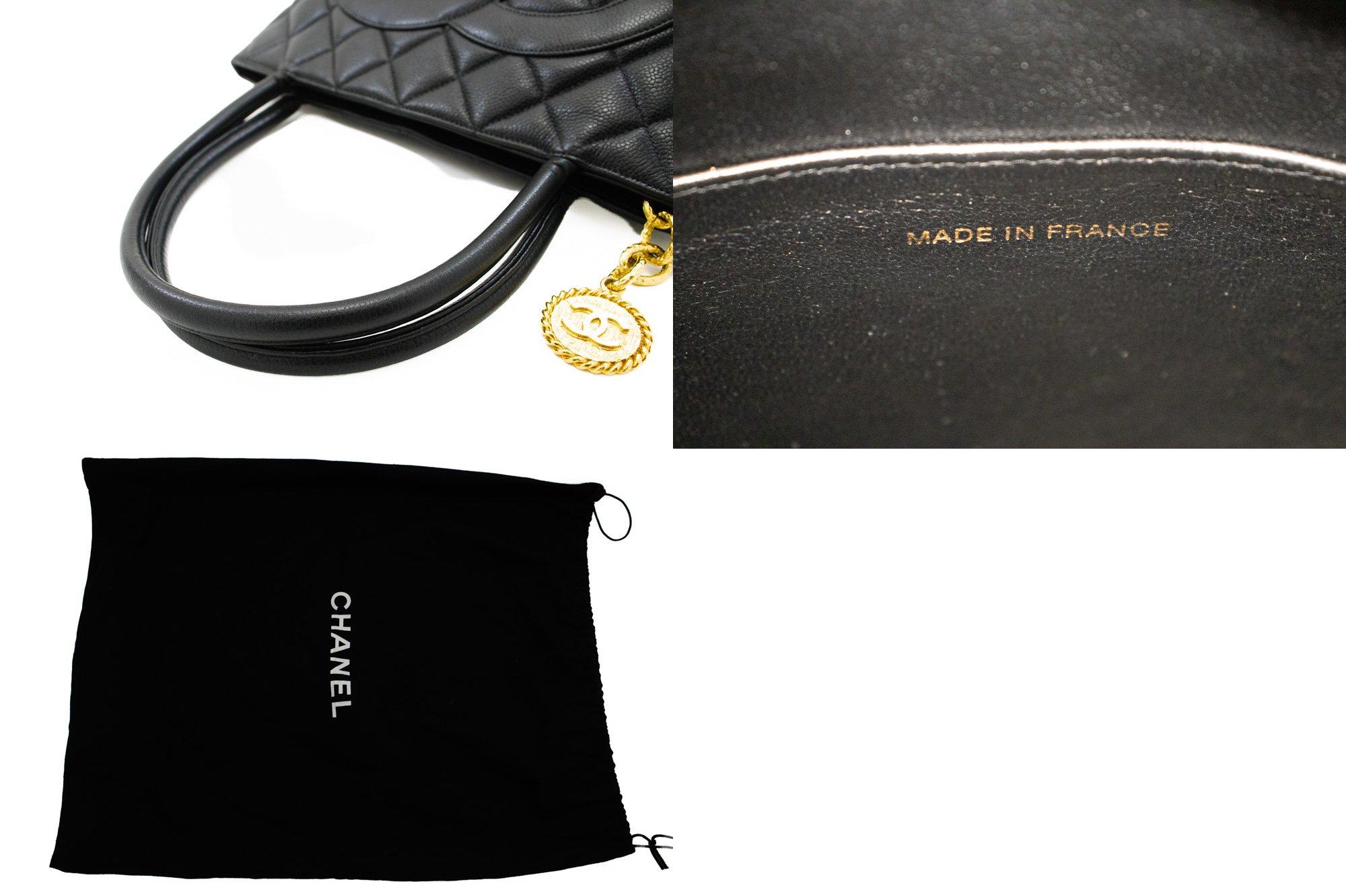 CHANEL Gold Medallion Caviar Shoulder Bag Grand Shopping Tote 2