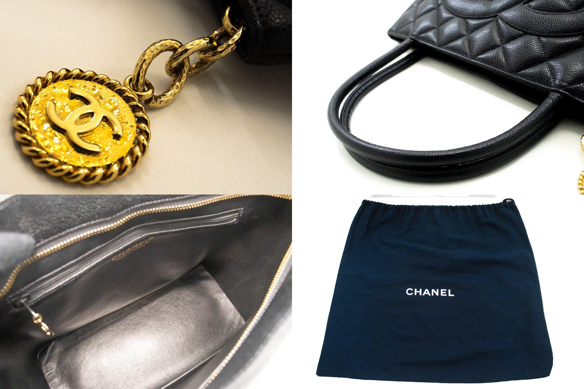 CHANEL Gold Medallion Caviar Shoulder Bag Grand Shopping Tote For Sale 4